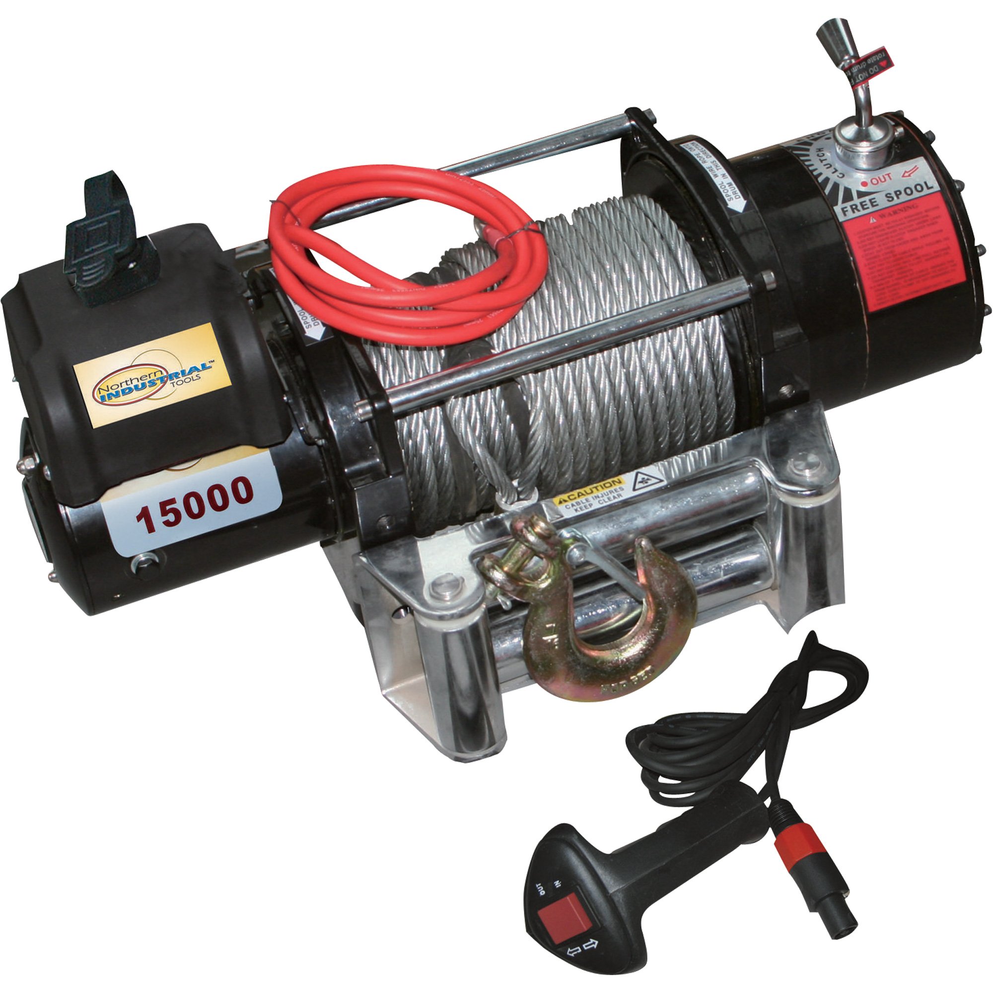 Northern Industrial 12 Volt DC Truck Winch — 15,000-Lb. Capacity
